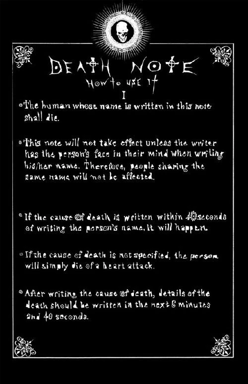 DEATH NOTE PAGE